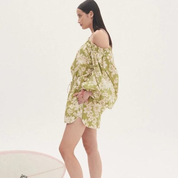 NWT Alemais Green Floral Leisa Shorts Size 2 MSRP $225 Elastic Drawstrin… - Picture 3 of 13